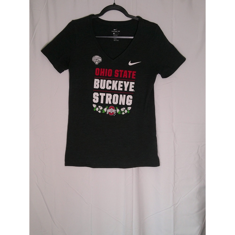 Rare Nike Ohio‎ State Buckeyes Strong Goodyear Cotton Bowl V-Neck Shirt Mens Med
